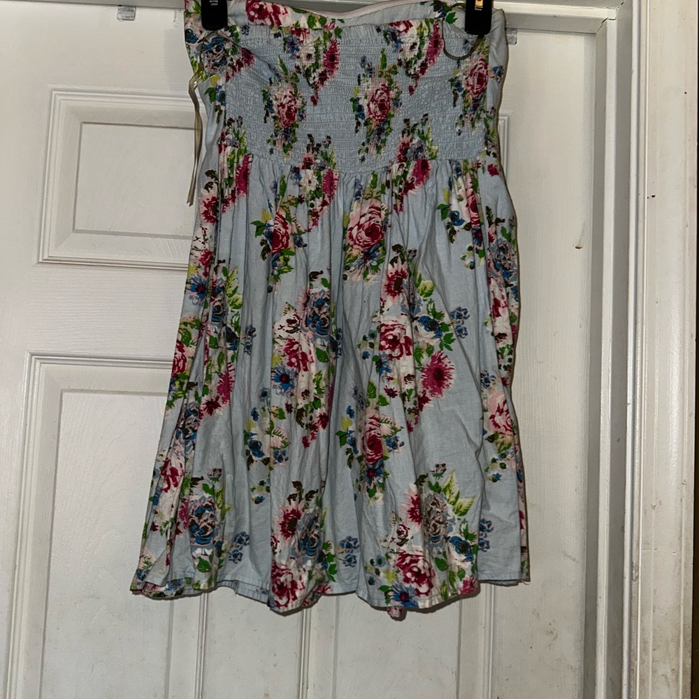 Derek Heart Strapless Floral Dress - White and Pink - Picture 4 of 4